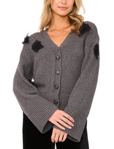 Women|Sale LACHLAN - V-Neck Cardigan with Mesh 3D Rose - Ted Baker