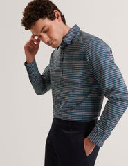Men HUAYNA Blurred Check Cotton Long Sleeve Shirt - Ted Baker