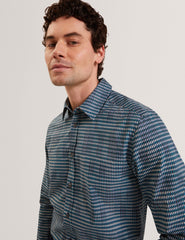 Men HUAYNA Blurred Check Cotton Long Sleeve Shirt - Ted Baker