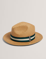 Men ADRIENS - Straw Panama Webbing Detail Hat - Ted Baker