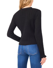 Sale|Women V-NECK CROP CARDIGAN WITH RIB - Rich Black - Ted Baker