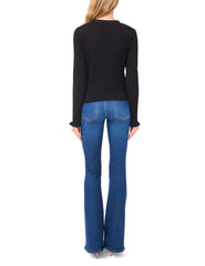 Sale|Women V-NECK CROP CARDIGAN WITH RIB - Rich Black - Ted Baker