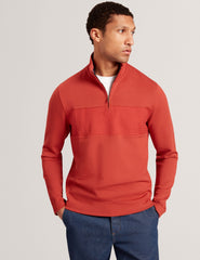 Sale|Men SIMONEA - Textured Panel Half-Zip Modal Sweatshirt - Ted Baker