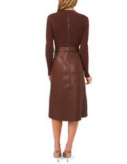 Women|Sale ONEIDA – Mock Neck Midi Dress with Faux Leather Skirt - Ted Baker