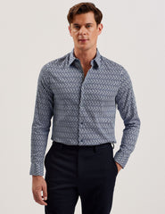 Men FRESTIN - Geometric Pattern Slim Long Sleeve Shirt - Ted Baker