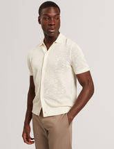 Men JORIEN Textured Crochet Knit Button-Through Polo - Ted Baker
