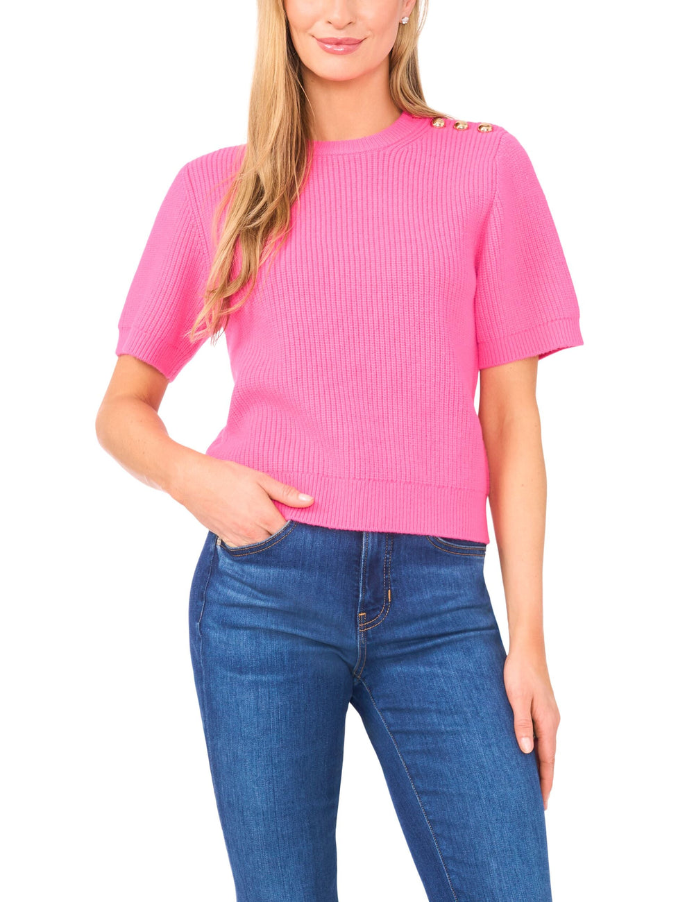 Women|Sale LIYA - Short Sleeve Crew Neck One Shoulder Button Top - Ted Baker