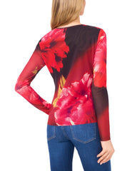 Women|Sale LONG SLEEVE MESH TOP - Flame Scarlet - Ted Baker