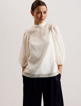 Women FRIAS - Sheer Organza Top with Balloon Sleeves - Ted Baker