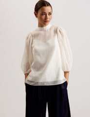 Women FRIAS - Sheer Organza Top with Balloon Sleeves - Ted Baker
