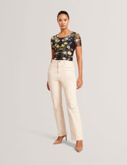 Women SHORT SLEEVE CREW MESH TOP - Black - Ted Baker