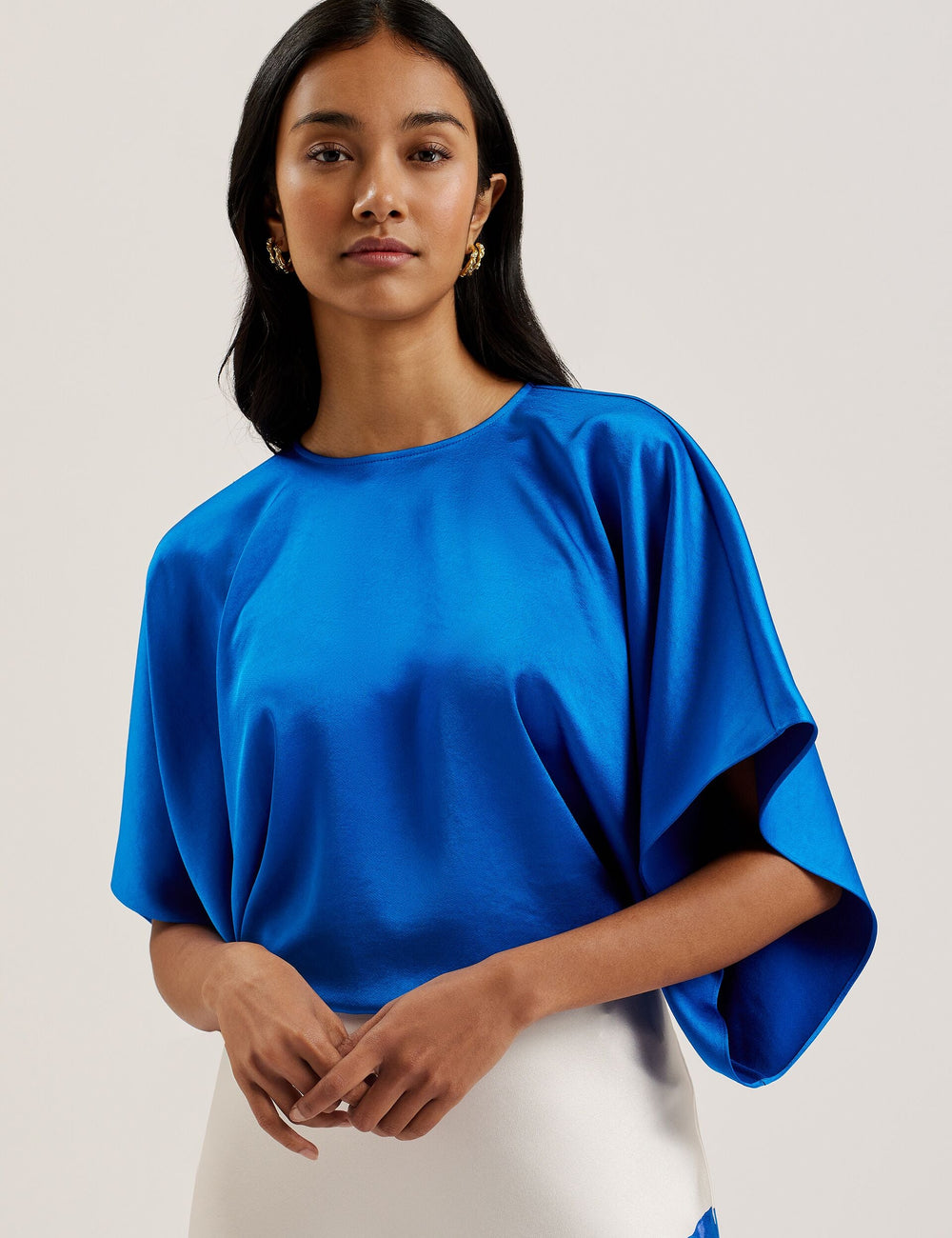 Women CHERIKA - Batwing Short Sleeve Satin Blouse - Ted Baker