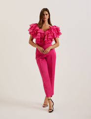 Women CALONDA - Oversized Frill Trim V-Neck Top - Ted Baker
