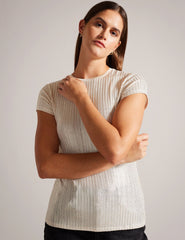 Women KATRINO - Metallic Short Sleeve Crew Neck - Ted Baker