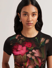 Women SUNNYY - Blurred Floral Print Slim Fit T-Shirt - Ted Baker