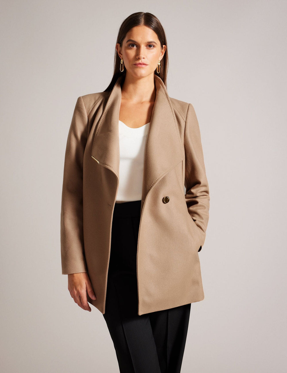 Women|Sale Ted Baker Women's ROSESSO Short Belted Wool Wrap Coat in Camel - Ted Baker