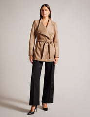 Women|Sale Ted Baker Women's ROSESSO Short Belted Wool Wrap Coat in Camel - Ted Baker