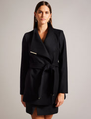 Women|Sale Ted Baker Women's ROSESSO Short Belted Wool Wrap Coat in Black - Ted Baker