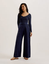 Women AGATEA - Off Shoulder Belted Wide Leg Jumpsuit - Ted Baker