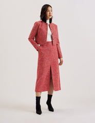 Women SUMIS - Tailored Boucle Midi Skirt With Front Slit - Ted Baker