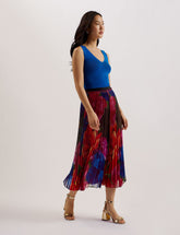 Women EVOLA - Printed Pleated Midi Skirt - Ted Baker