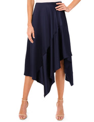 Women ASYMMETRIC MIDI SKIRT WITH PIPING DETAIL - Navy - Ted Baker
