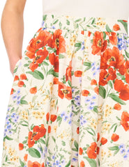 Women MARI Poppy Print Cotton A-Line Midi Skirt - Ted Baker