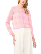 Women GRACIE Gingham Knit Crew Neck Cardigan - Ted Baker