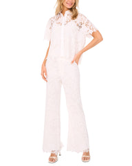 Women LACE FRONT PLEAT SUITING PANT - White - Ted Baker