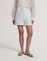 Women BUCCIA - Crochet Trim High Waisted Linen Shorts - Ted Baker