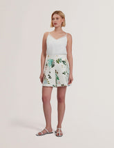 Women VYLLA - Floral High Waist Linen Shorts With Trim Detail - Ted Baker