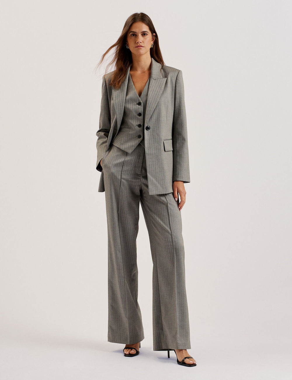 Women KOAT - Herringbone Wide Leg Tailored Trousers - Ted Baker