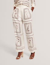 Women ORNITHA - Panel Print Silk Linen Wide Leg Trousers - Ted Baker