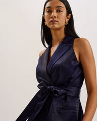 Women TEERU - Tailored Satin Longline Waistcoat with Belt - Ted Baker