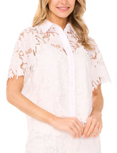 Women SHORT SLEEVE ALL OVER LACE BLOUSE - White - Ted Baker