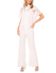 Women SHORT SLEEVE ALL OVER LACE BLOUSE - White - Ted Baker