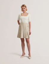 Women VULPAD - Pleated Boucle Mini Dress With Knit Bodice - Ted Baker