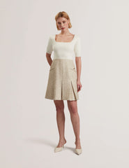 Women VULPAD - Pleated Boucle Mini Dress With Knit Bodice - Ted Baker