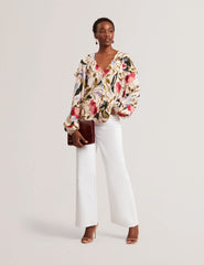 Women MINASA - Floral Print Frill Trim Long Sleeve Blouse - Ted Baker
