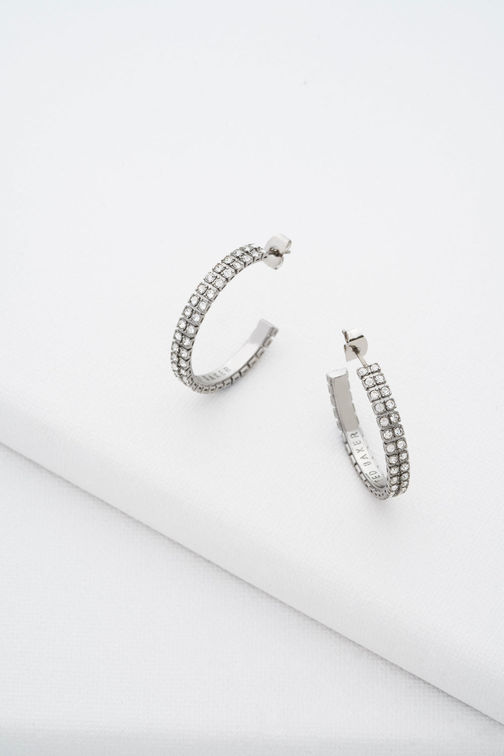 Women Medium Double Crystal Hoop Earrings - Ted Baker