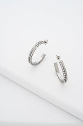 Women Medium Double Crystal Hoop Earrings - Ted Baker