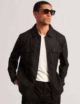 Men SELWYNJ - Black Lightweight Wool Blend Shirt Jacket - Ted Baker