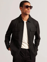 Men SELWYNJ - Black Lightweight Wool Blend Shirt Jacket - Ted Baker