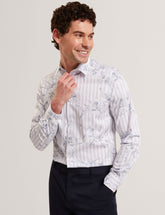 Men CIPHER Floral Stripe Cotton Long Sleeve Shirt - Ted Baker