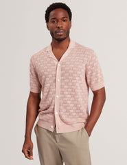 Men ROWWANN Basket Knit Silk Blend Short Sleeve Shirt - Ted Baker