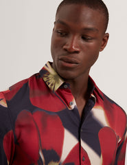 Men|Sale PHELIN Red Blooms Print Cotton Stretch Shirt - Ted Baker