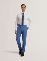 Men JAYINGS - Slim Fit Blue Textured Wool Suit Pants - Ted Baker