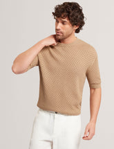Men FERRISS Diamond Crochet Knit Cotton T-Shirt - Ted Baker