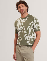 Men ALDDAT Foliage Print Cotton Fine Knit T-Shirt - Ted Baker