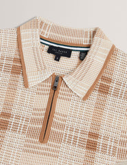 Men HALPIRT Checked Zip Neck Cotton Knit Polo - Ted Baker